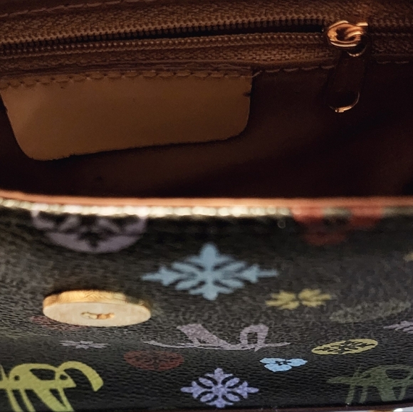 Tweedy Bow Monogram Signature Satchel Purse Bow Snap Closure Black Multicolor - Picture 8 of 11